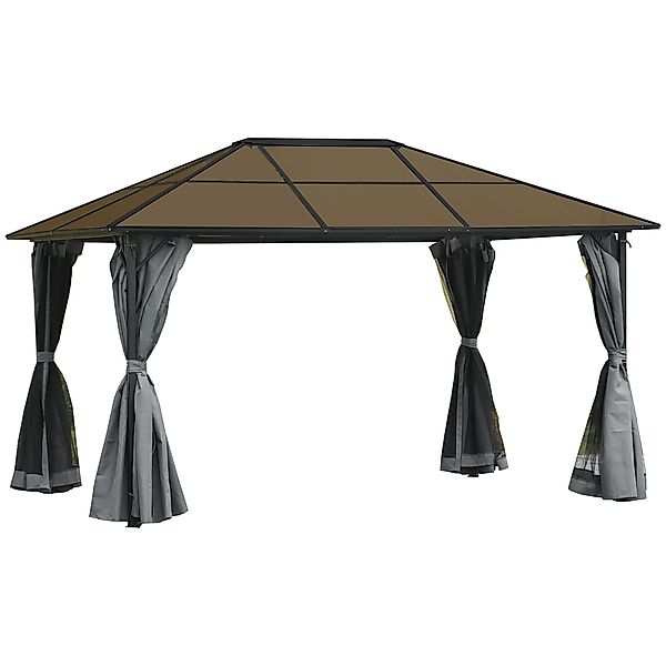Outsunny Pavillon mit Seitenteilen, PC Dach, günstig online kaufen