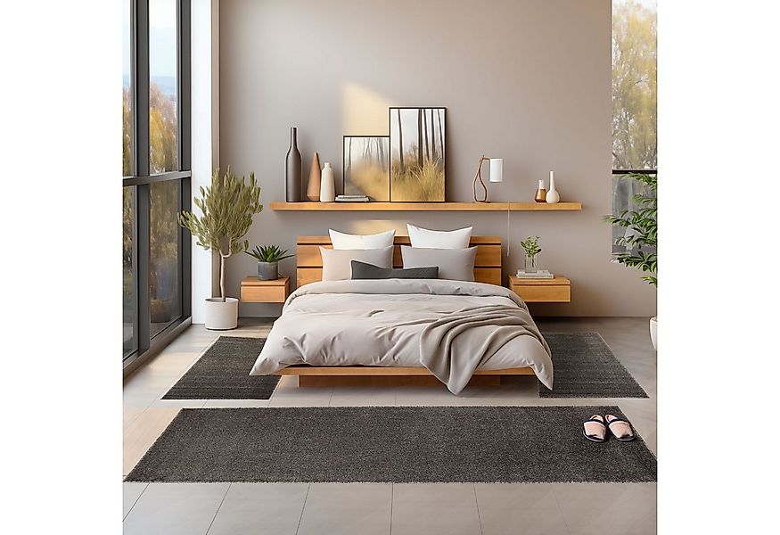 SIMPEX24 Kurzflor-Bettumrandung Unicolor - Einfarbig, Höhe 11 mm, (Bett-Set günstig online kaufen