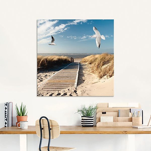 Artland Glasbild »Nordseestrand auf Langeoog mit Möwen«, Strand, (1 St.), i günstig online kaufen