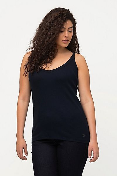 Ulla Popken Longtop Ripptop Slim V-Ausschnitt ärmellos schmale Träger günstig online kaufen