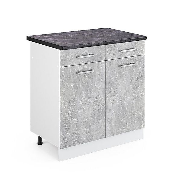 Vicco Küchenunterschrank R-Line Schubladenschrank für die Küche Beton/Weiß günstig online kaufen