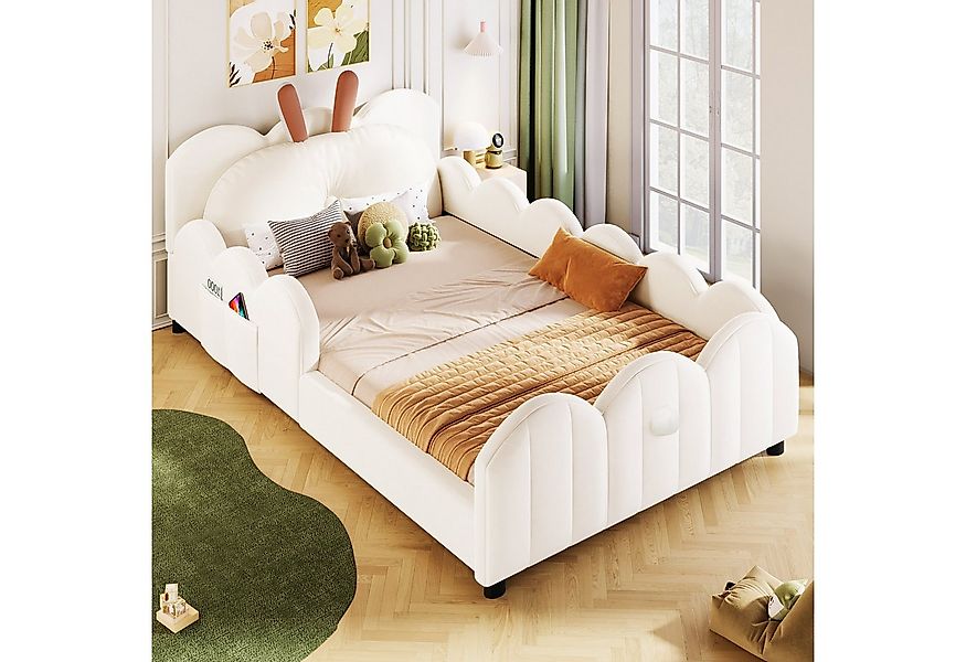 Flieks Polsterbett, Kinderbett Bodenbett 90x200cm mit Kissen in Kaninchenfo günstig online kaufen