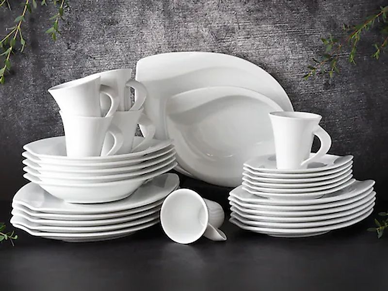 CreaTable Kombiservice »Geschirr-Set ACACIA« Service, weiß, extravagantes F günstig online kaufen