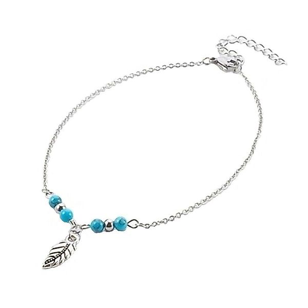 Westernlifestyle Fußkette Fußkette Fußkettchen Türkisperlen Feder günstig online kaufen