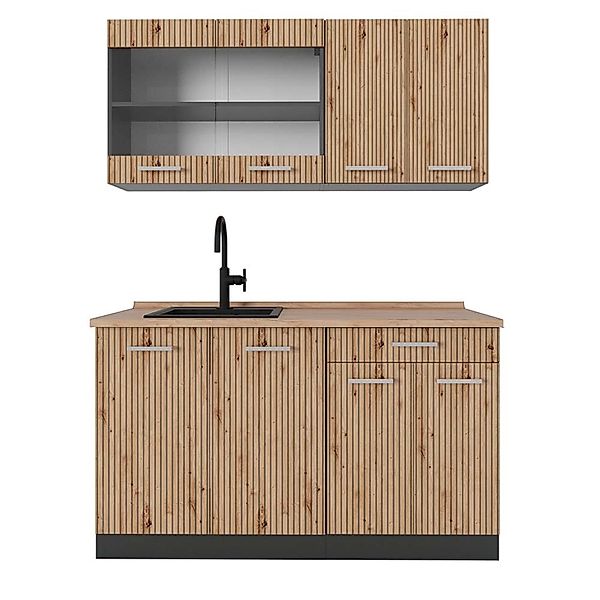 Vicco R-Line Singleküche Artisan Eiche/Anthrazit 140 cm AP Eiche ohne E-Ger günstig online kaufen