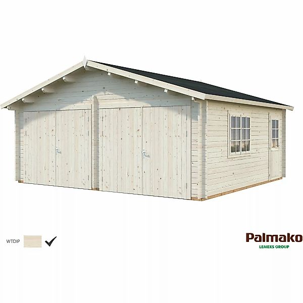 Palmako Holzgarage Roger mit Holztor Klar tauchgrundiert 575 cm x 510 cm günstig online kaufen