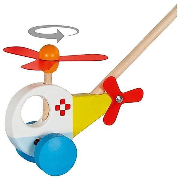 goki Schiebestab Schiebefahrzeug Helikopter, Holzspielzeug Kleinkindspielze günstig online kaufen