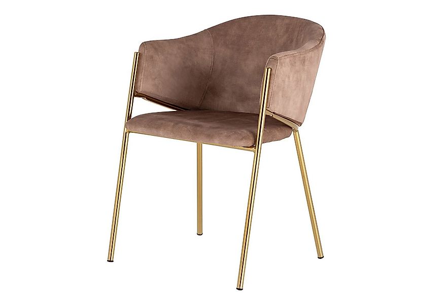 riess-ambiente Esszimmerstuhl NOBLESSE champagner beige/gold - Samt, Metall günstig online kaufen