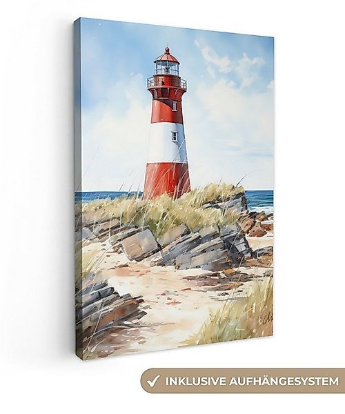 OneMillionCanvasses® Leinwandbild Leuchtturm - Felsen - Meer - Natur - Mari günstig online kaufen