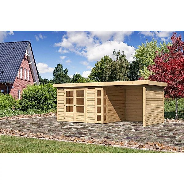 Karibu Holz-Gartenhaus Sölve Natur Flachdach Unbehandelt 298 cm x 242 cm günstig online kaufen