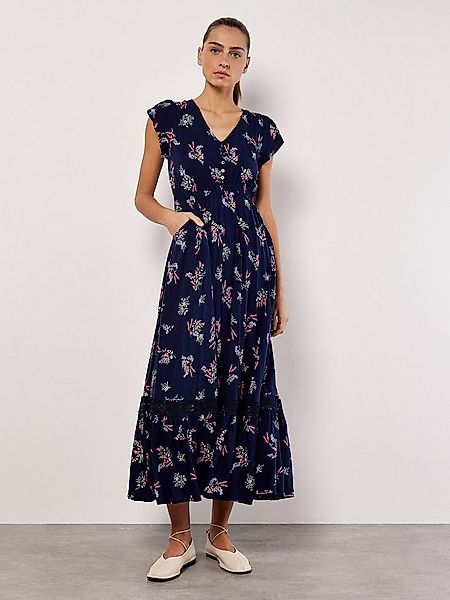 Apricot Maxikleid Maxi-Sommerkleid mit bestickter Bordüre günstig online kaufen