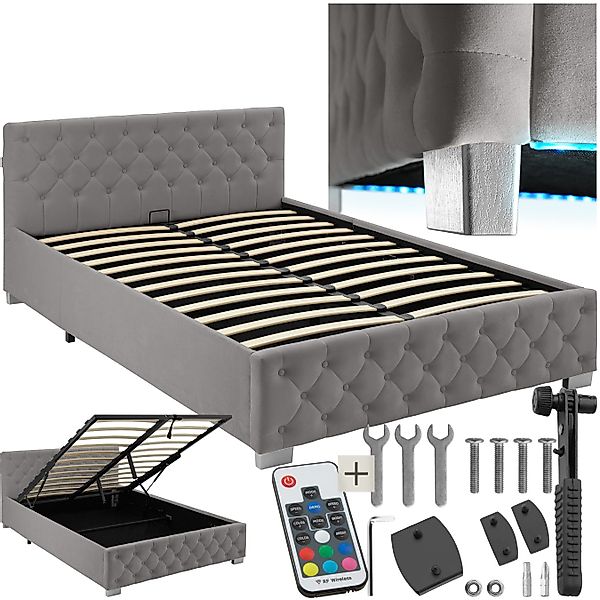 tectake Polsterbett Komfortbett mit LED-Leisten & günstig online kaufen