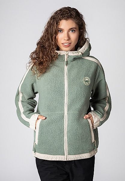 SUBLEVEL Fleecejacke Damen Teddyfleecejacke mit Kontraststreifen und Ka Out günstig online kaufen