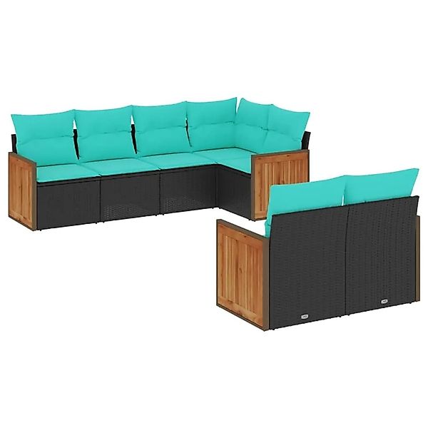 vidaXL 7-Tlg Gartensofa-Set mit Kissen Schwarz Polyrattan 3227821 günstig online kaufen