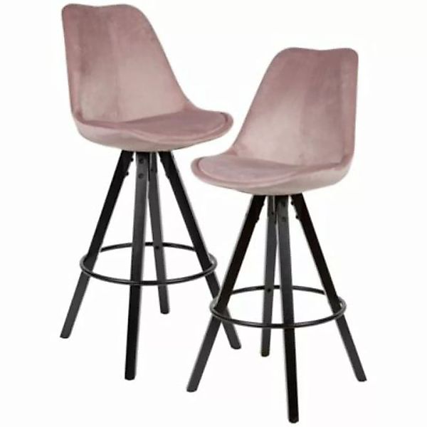 FineBuy Barhocker 2er Set Samt 44 x 39 cm Sitzfläche rosa günstig online kaufen
