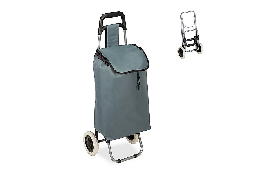 relaxdays Einkaufstrolley faltbar, grau günstig online kaufen