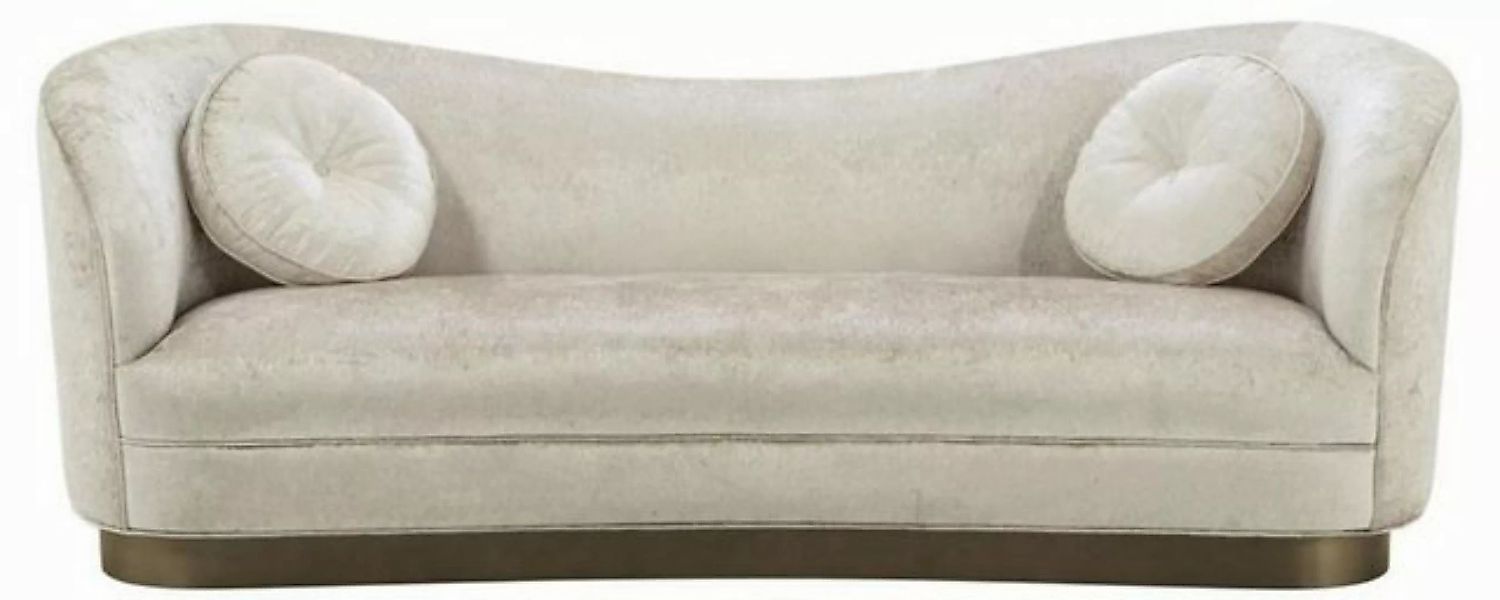 Casa Padrino Sofa Luxus Wohnzimmer Sofa Weiß-Beige / Bronze 230 x 85 x H. 8 günstig online kaufen