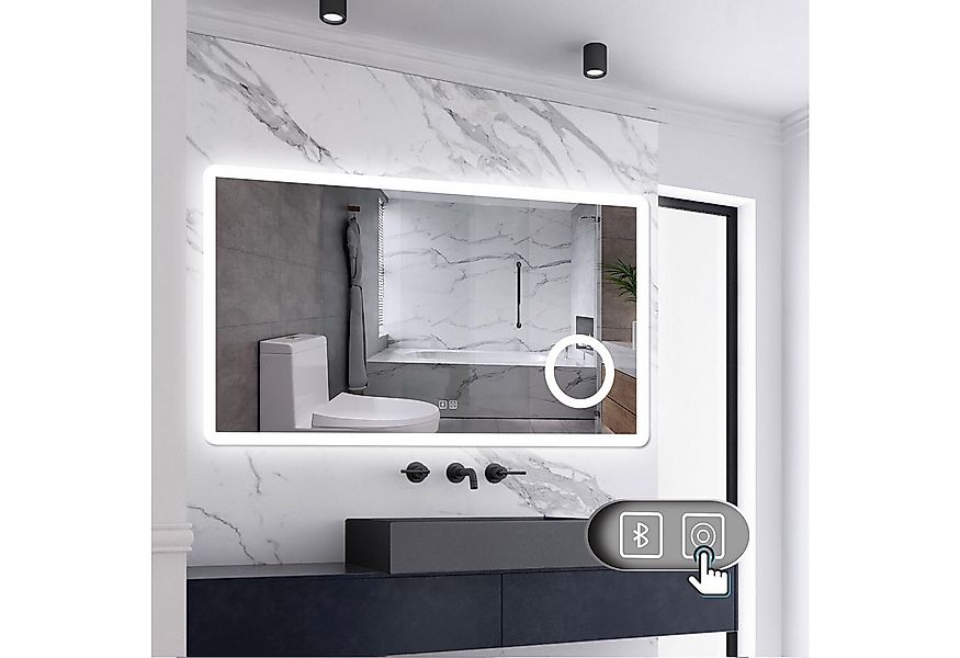 Aica Sanitär Badspiegel LED Wandspiegel mit Steckdose/Bluetooth/3 Lichtfarb günstig online kaufen