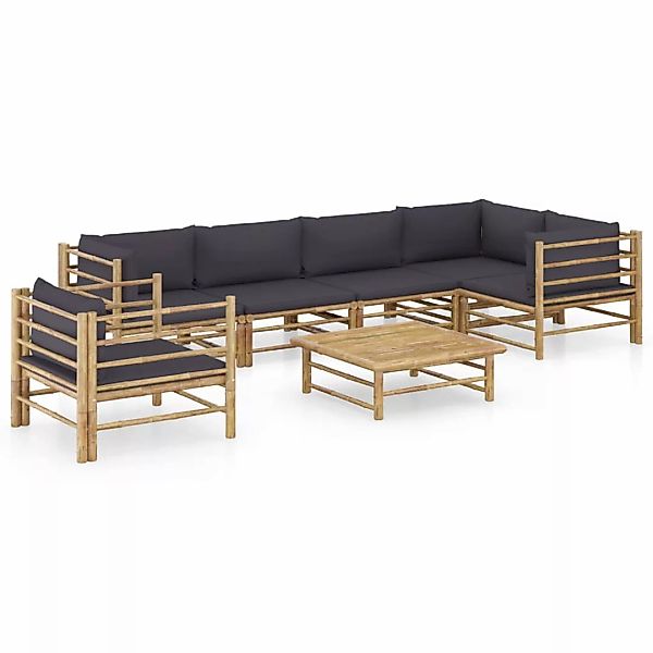 vidaXL 7-tlg Garten-Lounge-Set mit Dunkelgrauen Kissen Bambus Modell 5 günstig online kaufen