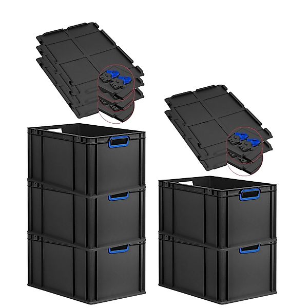 PROREGAL SuperSparSet 5x Eurobox Nextgen Color Mit Scharnierdeckel HxBxT 32 günstig online kaufen