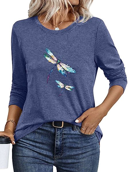 PYLIKE Rundhalsshirt Damen Casual Langarm mit günstig online kaufen