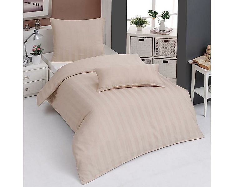 TRAUMSCHLAF Bettwäsche Uni Streifen, Mako Satin, 3 teilig, edle Streifenbet günstig online kaufen
