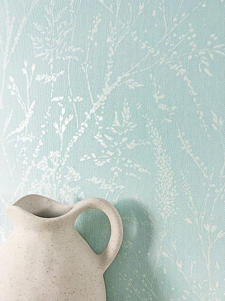 Newroom Vliestapete, Türkis Tapete Floral Äste günstig online kaufen