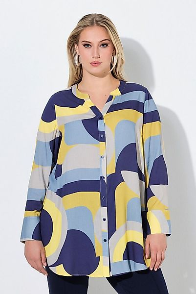 Ulla Popken Longbluse Longbluse grafisch A-Linie Tunika-Ausschnitt günstig online kaufen
