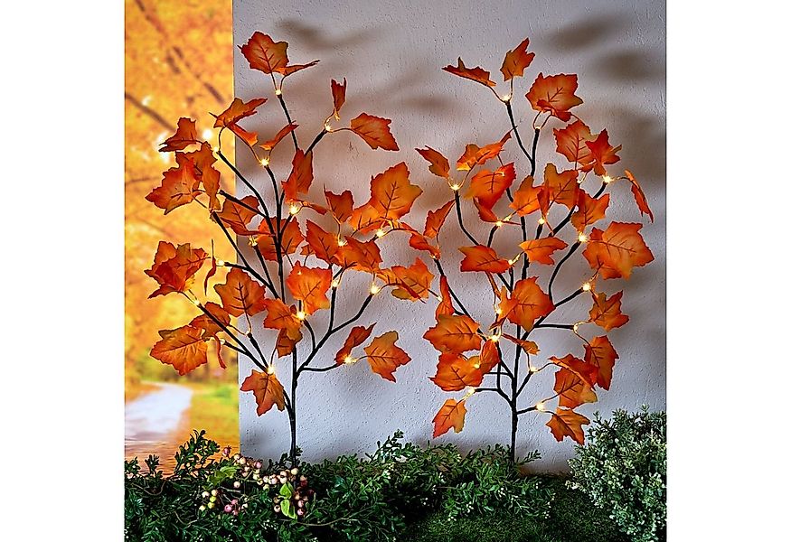 Spetebo Gartenstecker LED Garten Stecker Herbstlaub warm weiß - 2er Set (Se günstig online kaufen