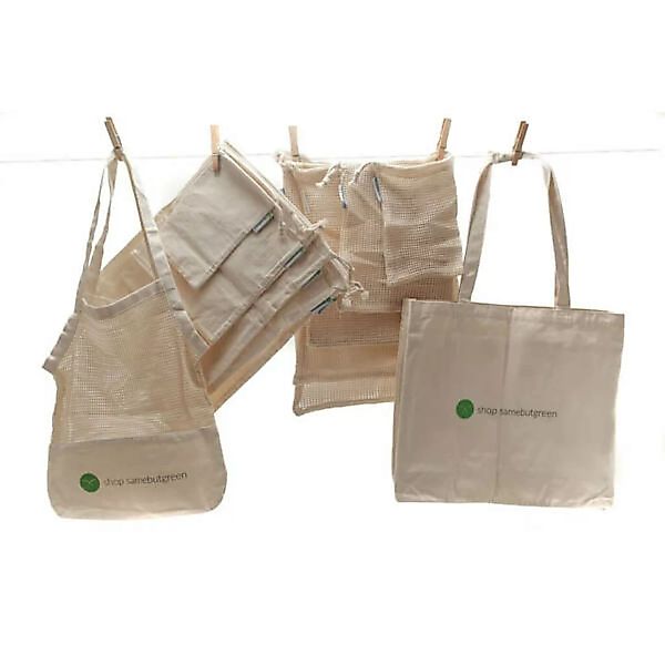 Taschen-set | 5 Beutel, 5 Netze, 2 Einkaufstaschen | Bio-baumwolle günstig online kaufen