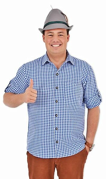 Trachtenland T-Shirt Karo Trachtenhemd Anton für Herren - Blau günstig online kaufen