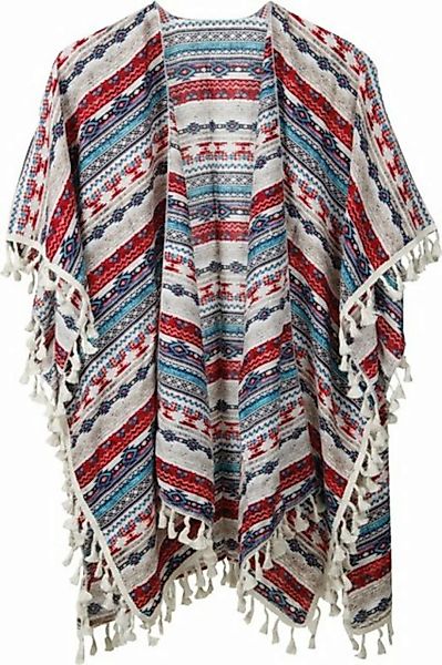 Capelli New York Blusenkimono Leichter Kimono mit Aztekenmuster und Quasten günstig online kaufen