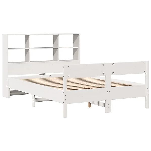 vidaXL Massivholzbett mit Regal ohne Matratze Weiß 140x190 cm Kiefer 332300 günstig online kaufen
