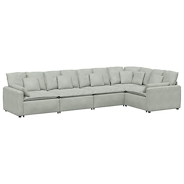 vidaXL Sofa Modulares Sofa mit Kissen Samt Hellgrau günstig online kaufen