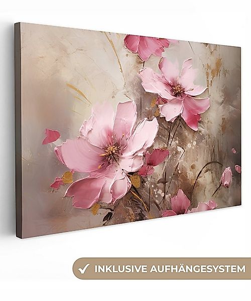 OneMillionCanvasses® Leinwandbild Blumen - Rosa - Kunst - Aquarell, Fotodru günstig online kaufen