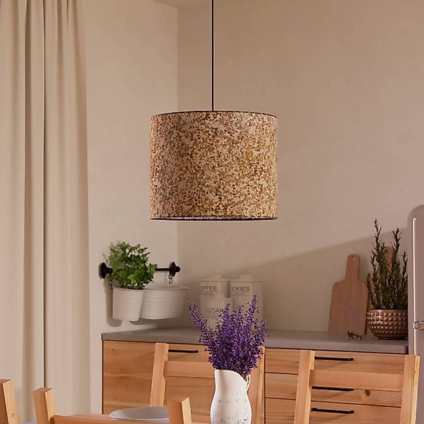 Hängelampe Butterburn, Ø 36 cm, beige/grün, Stoff günstig online kaufen