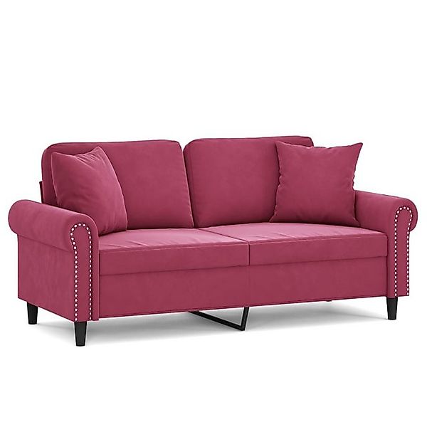 vidaXL Sofa, 2-Sitzer-Sofa mit Zierkissen Weinrot 140 cm Samt günstig online kaufen