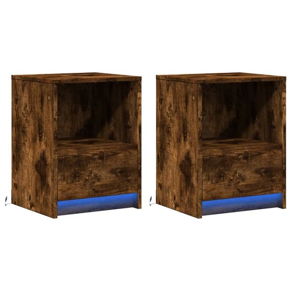 vidaXL Nachttisch Nachttische mit LED-Leuchten 2 günstig online kaufen