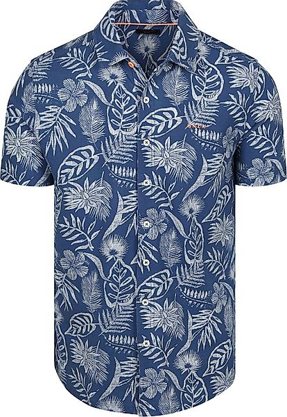NZA Shirt Kurzarm Piqué Flower Print Blau - Größe M günstig online kaufen