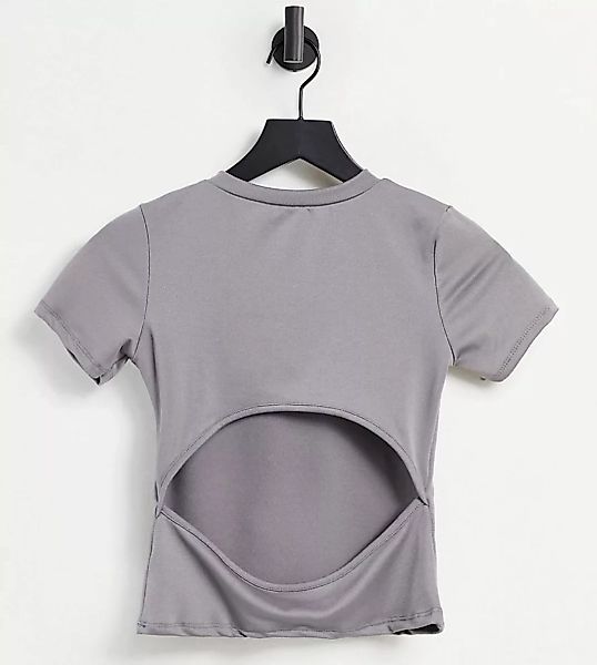 ASYOU – Geripptes T-Shirt mit Rückenausschnitt in Kalkgrau-Grün günstig online kaufen