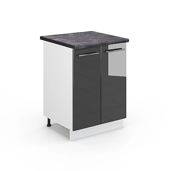 Vicco Unterschrank Fame-Line, Anthrazit Hochglanz/Weiß, 60 cm ohne Arbeitsp günstig online kaufen
