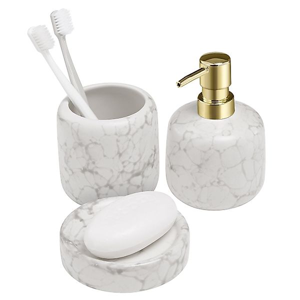 Navaris Badaccessoire-Set Badezimmer Set - Elegantes Marmordesign - Badacce günstig online kaufen