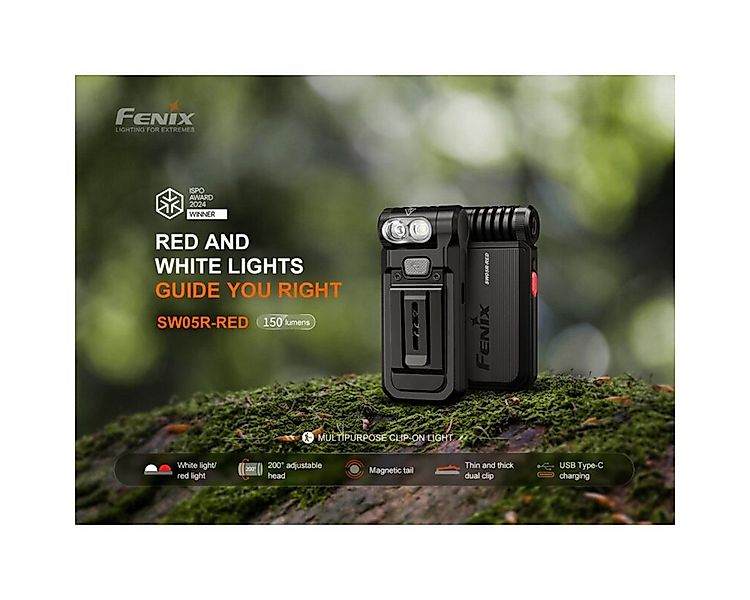 Fenix LED Taschenlampe SW05R-RED 150 Lumen - LED-Taschenlampe mit Clip Schw günstig online kaufen