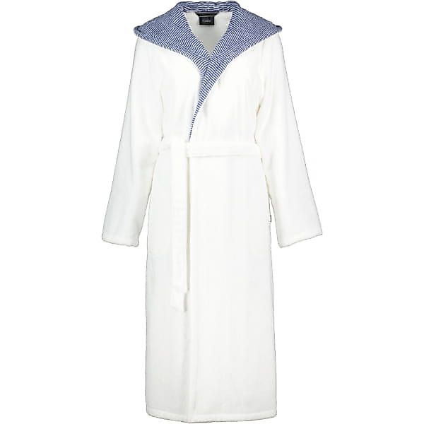 Cawö Damen Bademantel Kapuze 4345 - Farbe: weiß-blau - 601 günstig online kaufen