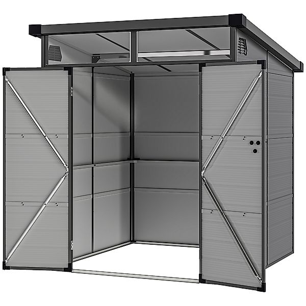 Outsunny Gerätehaus Kunststoff 3,24m³ 190x191x215cm Geräteschuppen mit Pult günstig online kaufen