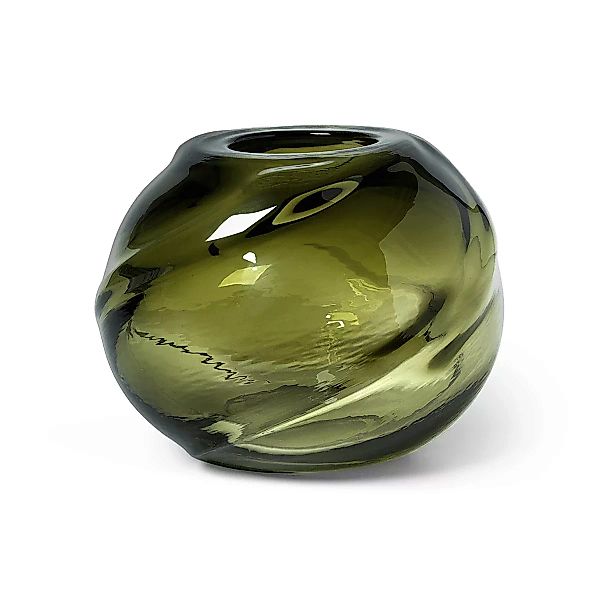 Vase Water Swirl glas grün / Mundgeblasenes Glas- Ø 21 x H 16 cm - Ferm Liv günstig online kaufen