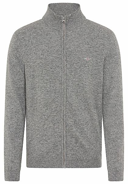 Gant Strickjacke "EXTRAFINE LAMBSWOOL ZIP CARDIGAN" mit Logostickerei günstig online kaufen