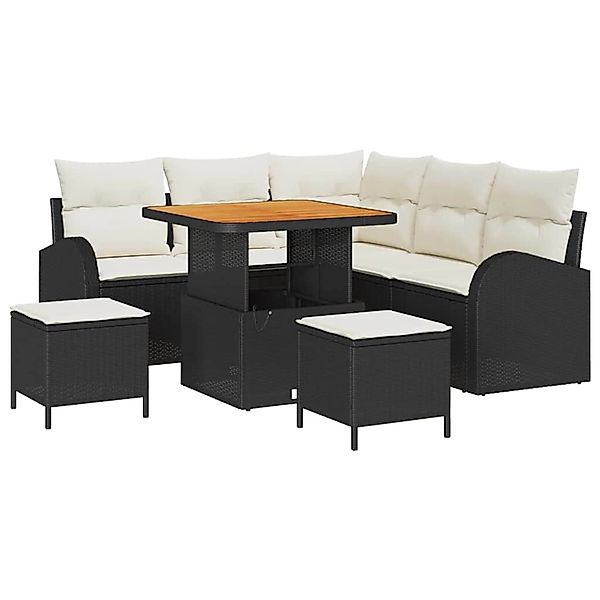 vidaXL Garten-Sofa-Set mit Kissen 8-Tlg Schwarz Poly Rattan 3362390 günstig online kaufen