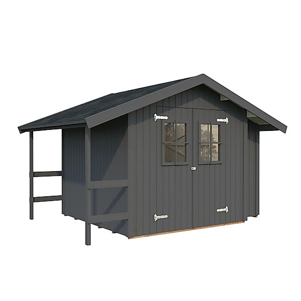 Palmako Gerätehaus Marcus 233 x 239 cm Lackiert Dunkelgrau FSC® günstig online kaufen