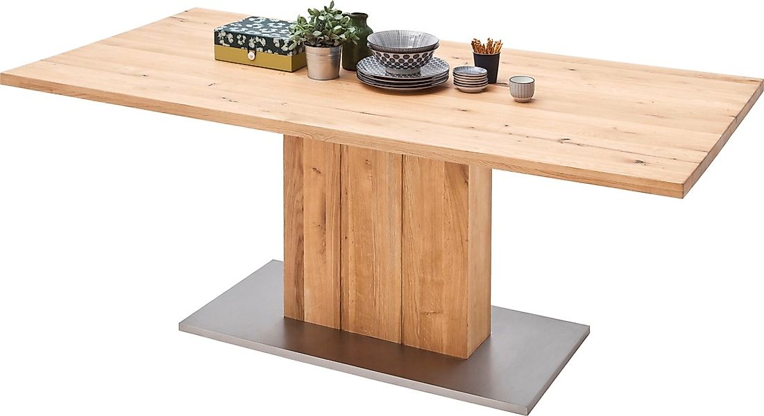 MCA furniture Esstisch "Greta", Esstisch Massivholz mit Baumkante, gerader günstig online kaufen